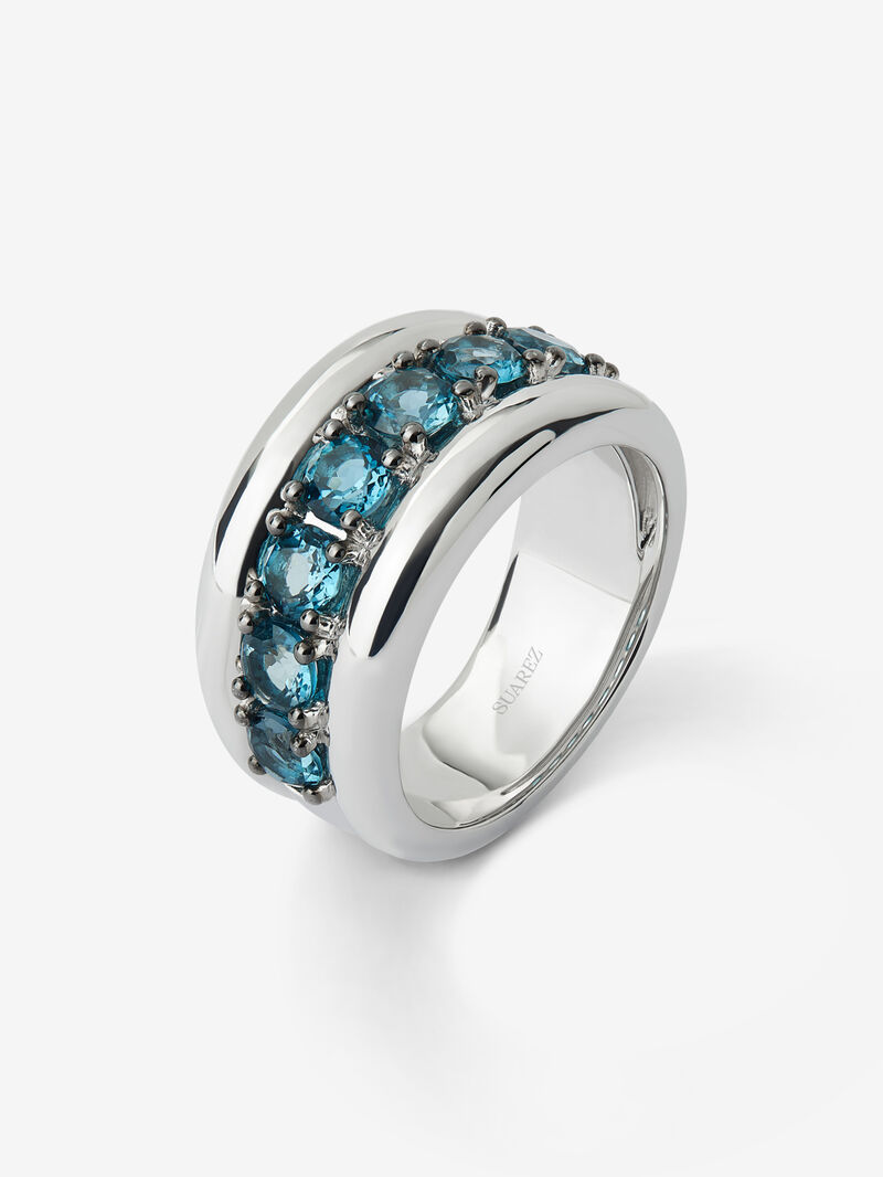 925 silver ring with brilliant cut London blue topaz pave image number 0