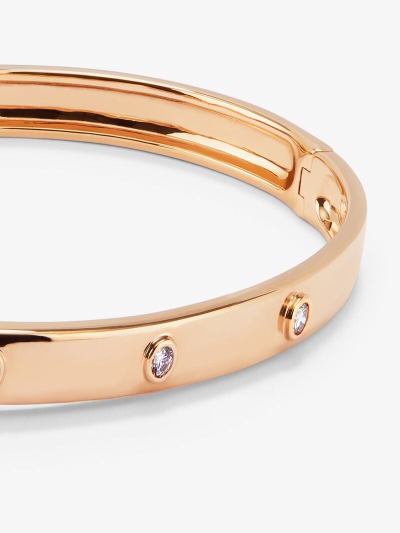 Rigid 18k pink gold bracelet with white diamonds in 0.13 cts image number 2