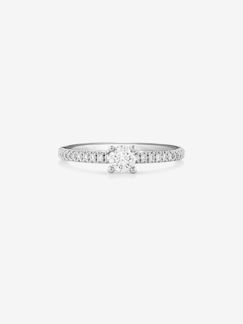 18K white gold ring with central brilliant-cut diamond of 0.12 cts and arm of 20 brilliant-cut diamonds with a total of 0.11 cts image number 2
