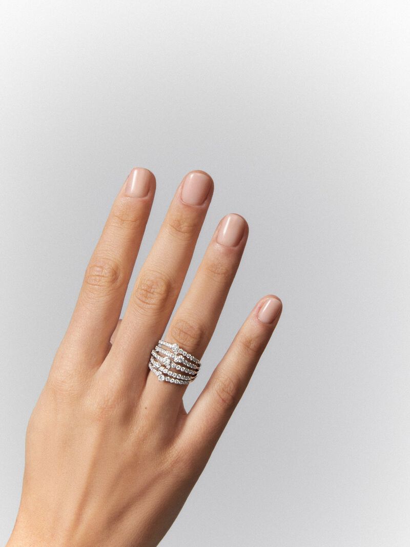 18K white gold multi-arm ring with 70 brilliant-cut diamonds with a total of 1.43 cts image number 3