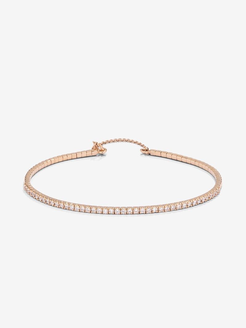 Rigid 18K rose gold bracelet with 42 brilliant-cut white diamonds with a total of 0.75 cts image number 0