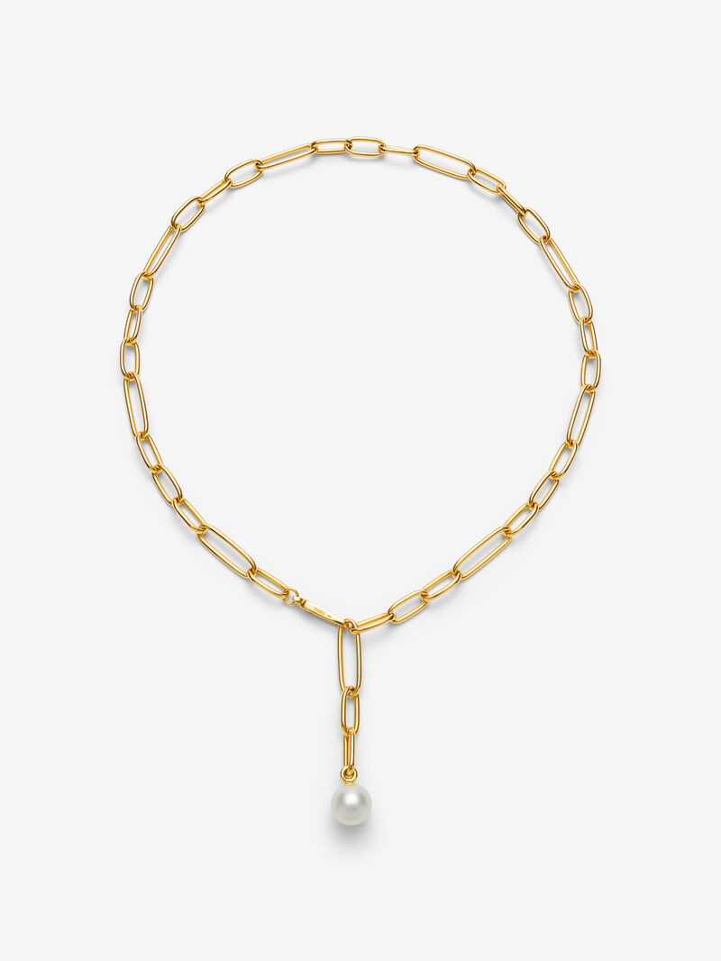 18K Yellow Gold Link Necklace with 11.5mm Australian Pearl image number 0