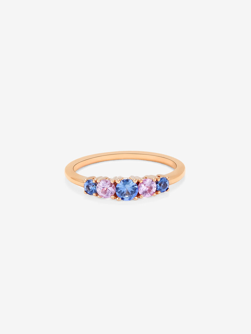 18K Rose Gold Quintet Ring with Multicolored Sapphire image number 2