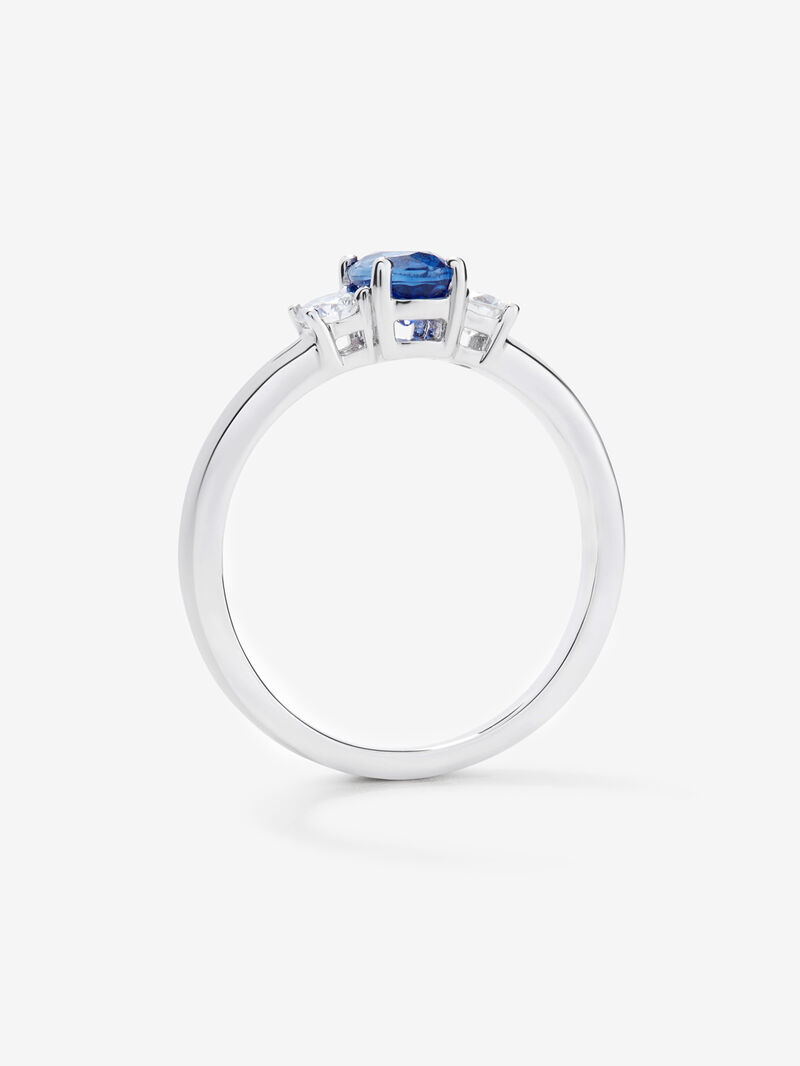 You and I of 18k White Gold with Zafiro and Diamond image number 4
