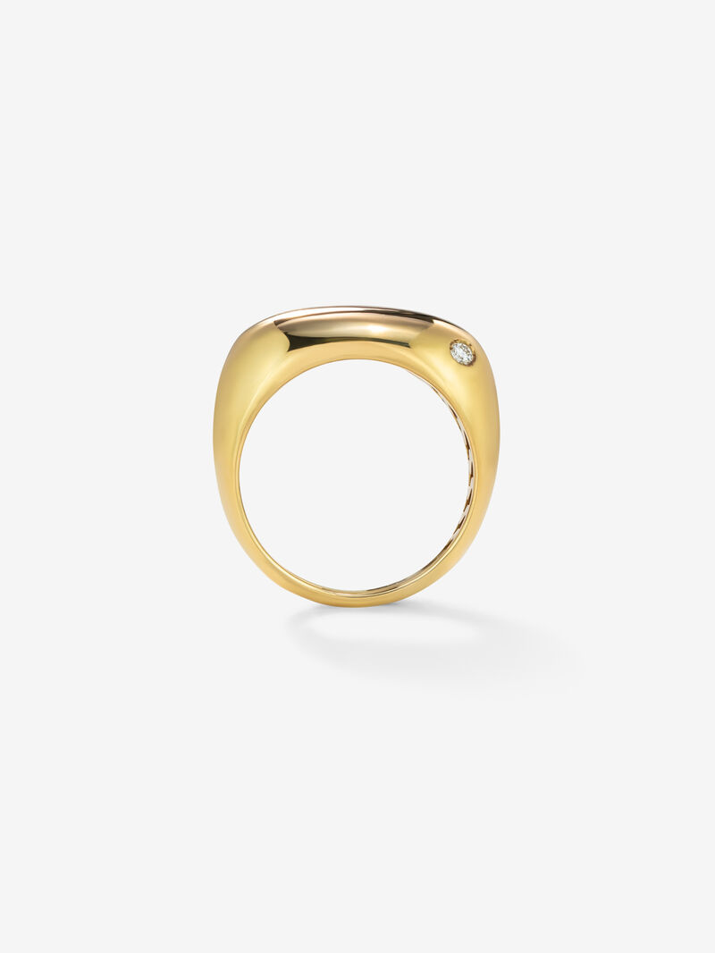 18K Yellow gold seal ring with diamond. image number 4