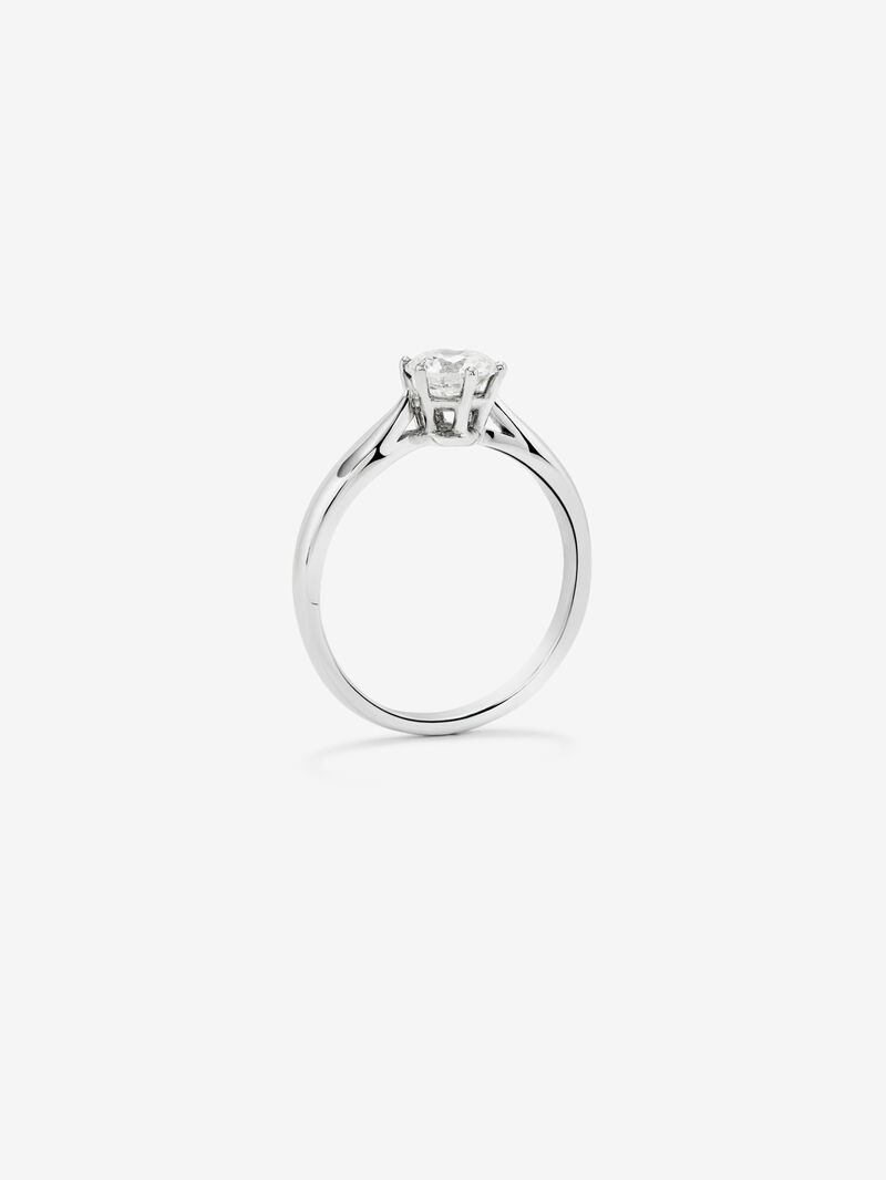 18K White Gold Commitment Ring with 0.7 carat central diamond image number 4