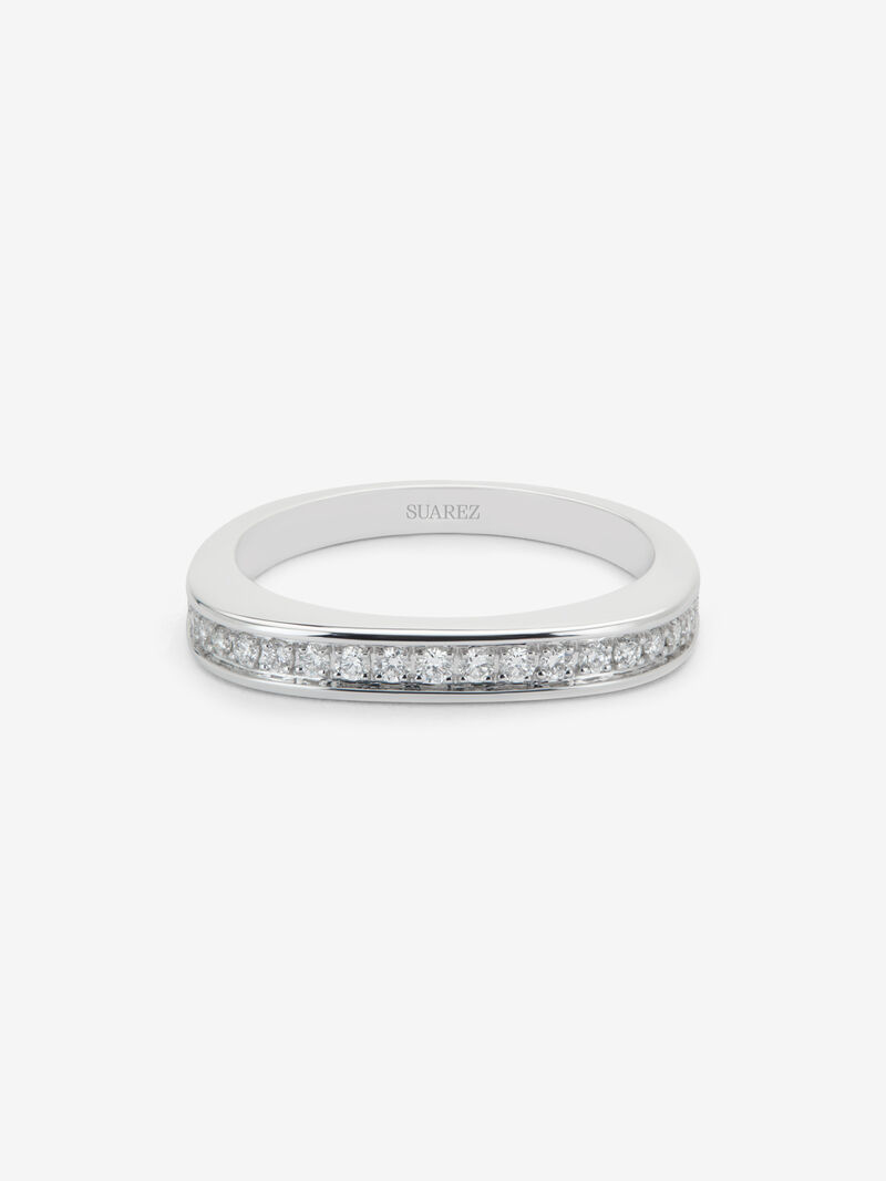 18K white gold alliance ring with 23 brilliant-cut diamonds with a total of 0.18 cts image number 2
