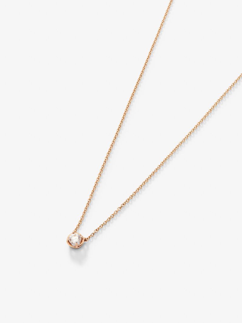 18K rose gold chain pendant with solitary diamond image number 2