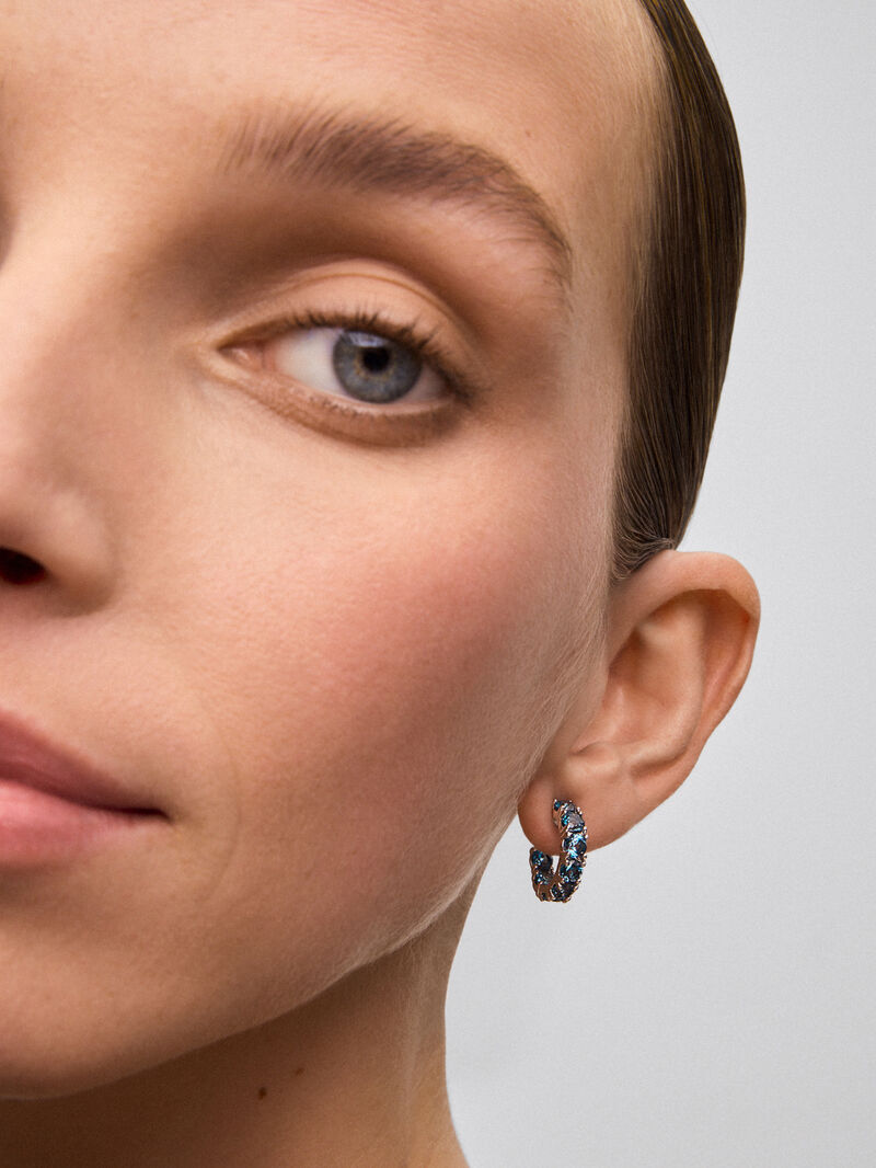 925 Silver Topaz Hoop Earrings image number 3