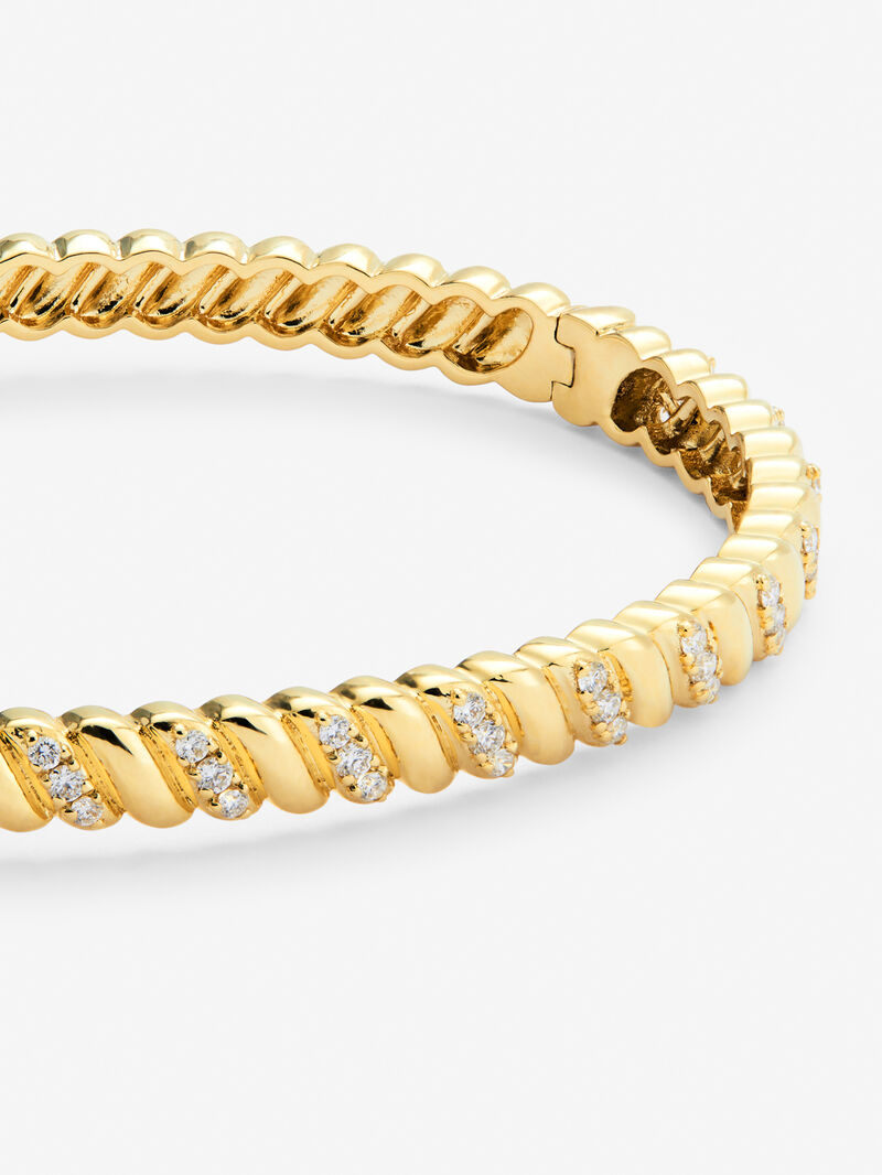 Rigid yellow gold bracelet of 18k with white diamonds in 0.58 cts image number 2