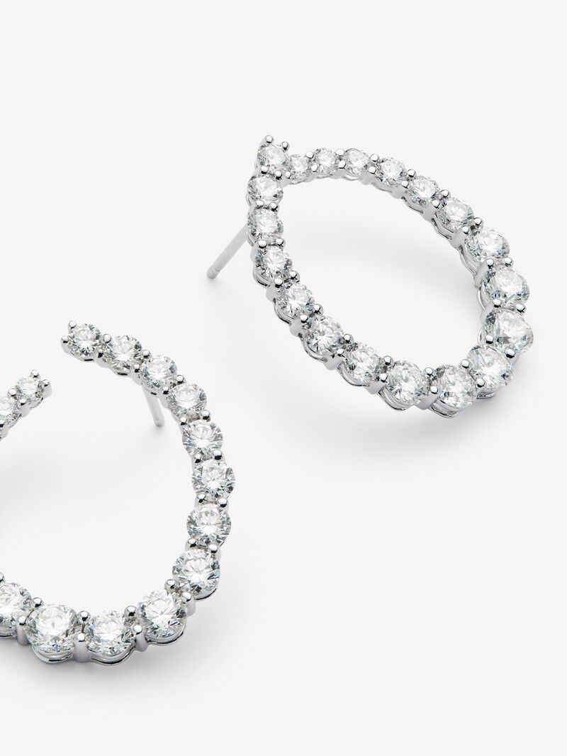 18K white gold earrings with white diamonds in 3.06 cts bright size image number 2