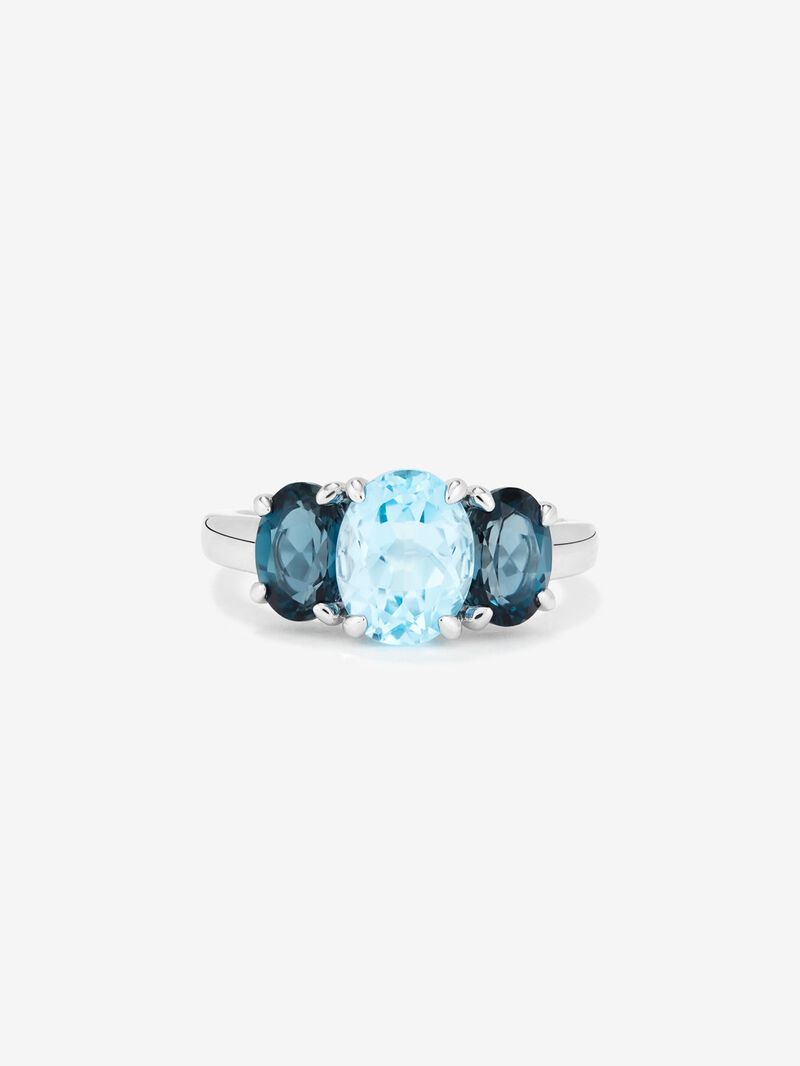 925 Silver triplet ring with topazes image number 2
