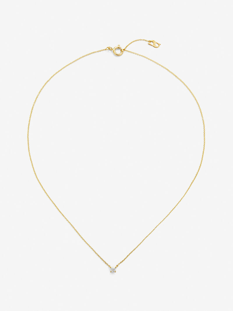 18K yellow gold solitaire pendant with 0.15 ct brilliant cut diamond image number 0