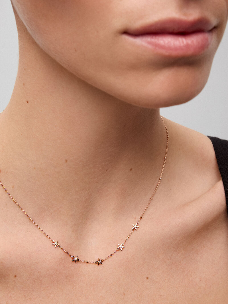18kt Rose gold star pendant with diamonds image number 1