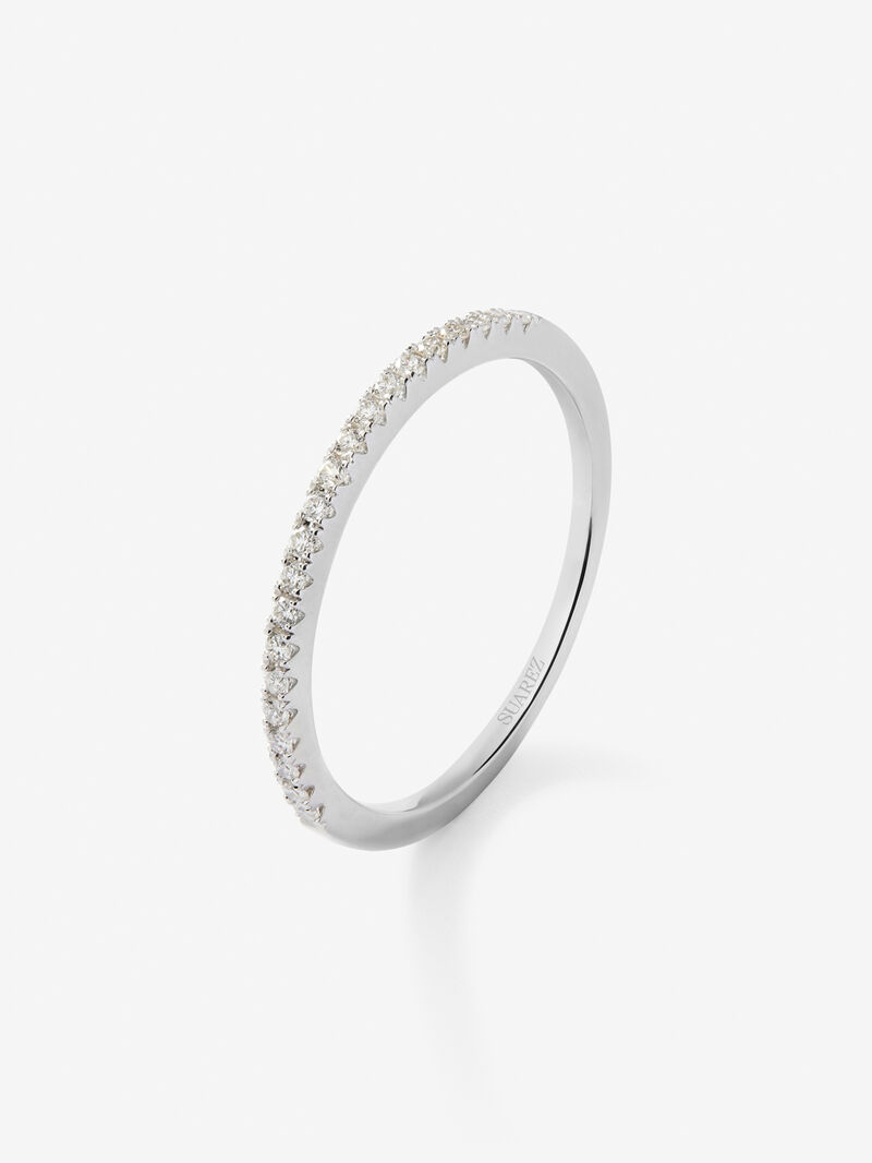 18K white gold medium engagement ring with diamonds image number 0