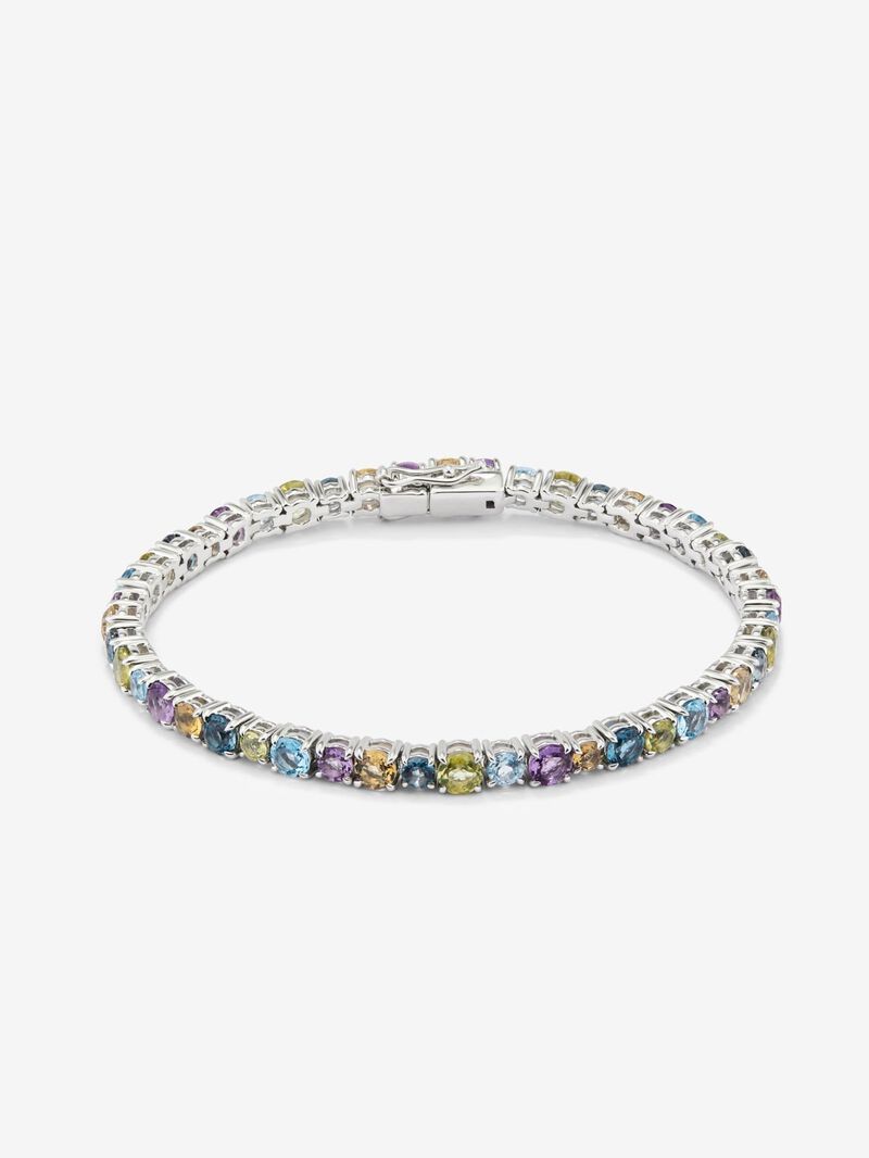 925 silver riviere bracelet with multicolored gems image number 0