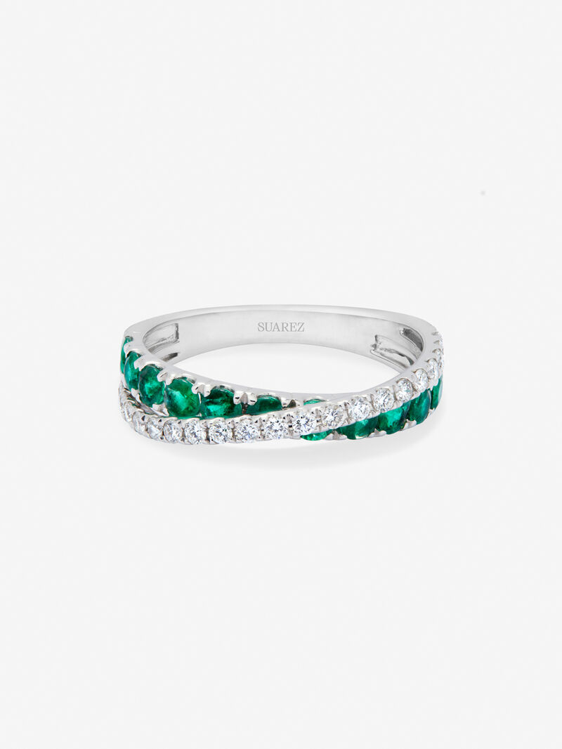 18K white gold cross ring with 12 brilliant-cut emeralds with a total of 0.62 cts and 20 brilliant-cut diamonds with a total of 0.2 cts image number 3