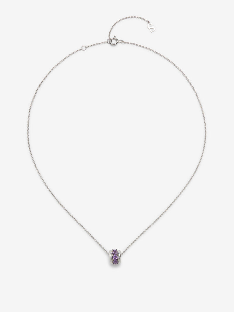925 silver pendant with paved brilliant-cut pink amethysts image number 0