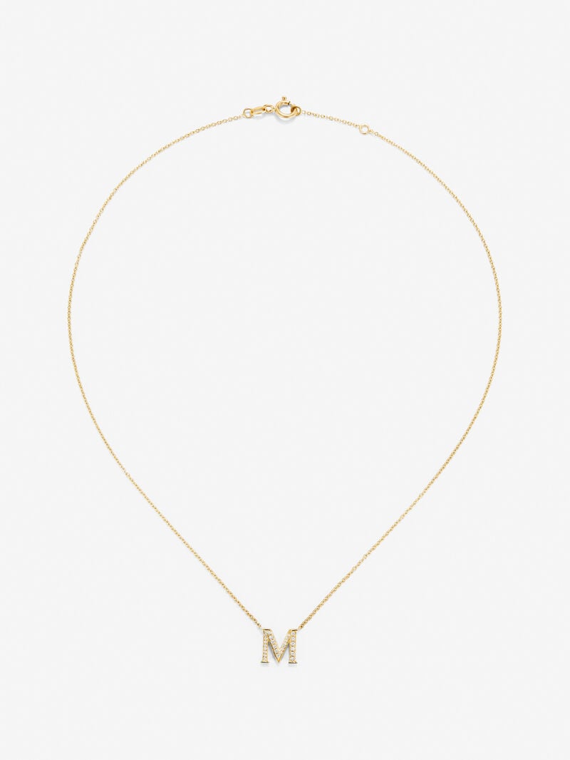 18K yellow gold pendant with letter C and 12 brilliant-cut diamonds with a total of 0.14 cts image number 0