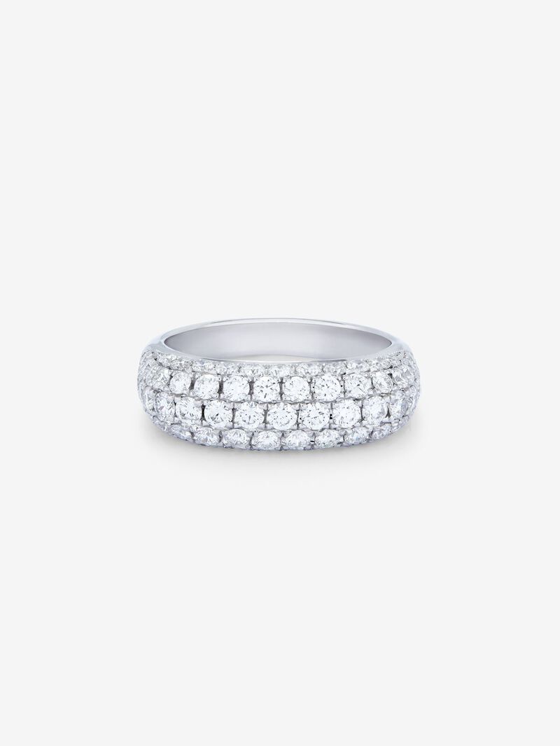 18K White Gold Ring with white diamond pavement in 1.6 cts bright size image number 2