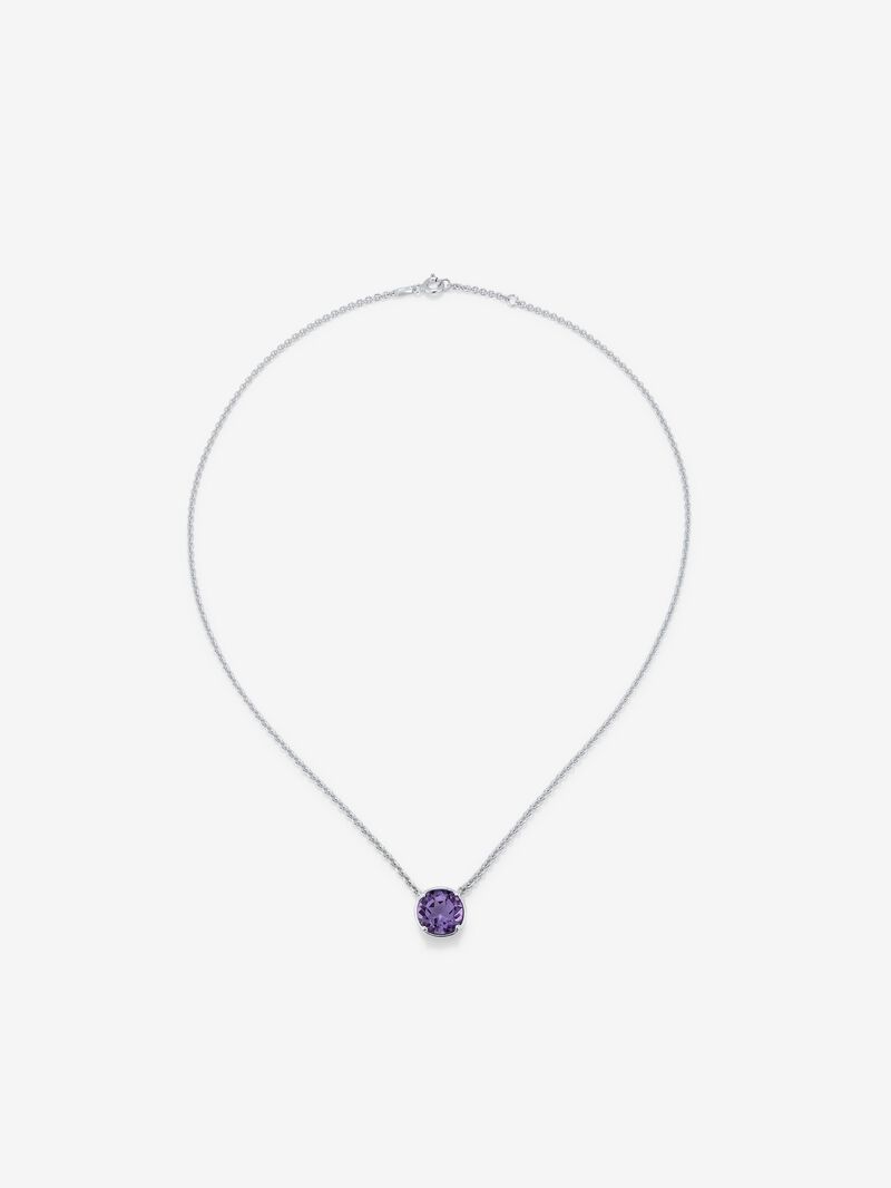 925 Silver chain pendant with amethyst image number 1