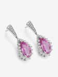 Pendientes lágrima de oro blanco de 18kt con zafiros rosas pera de 7,62cts y diamantes, PE22083-OBDZR_V
