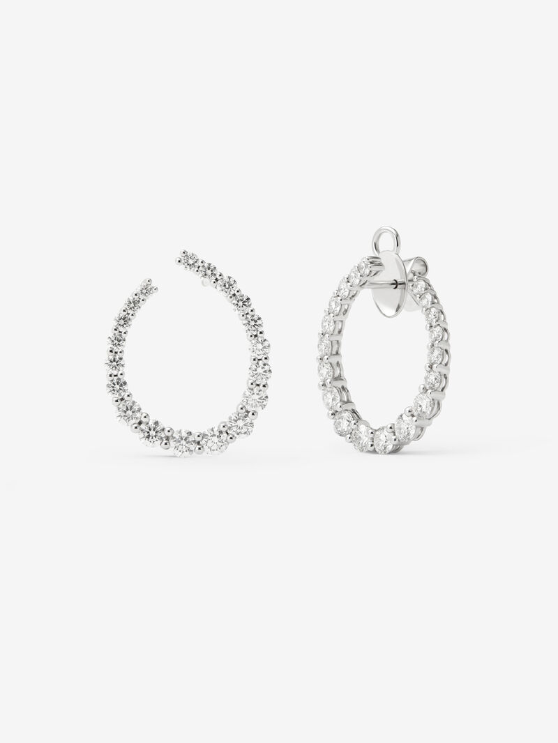 18K White Gold Open Aro Earrings with Bright Size 3.1 CTS image number 0