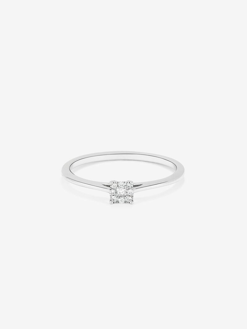 18K white gold ring with pave diamonds image number 2