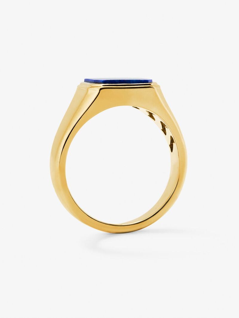 18k yellow gold medium signet ring with lapis lazuli image number 4