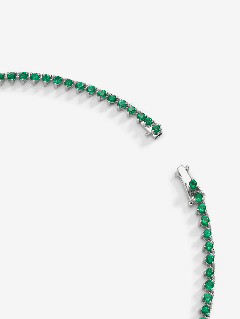 18K white gold necklace with green and bright emeralds of 20.47 cts and white diamonds in 2.84 cts bright size image number 4