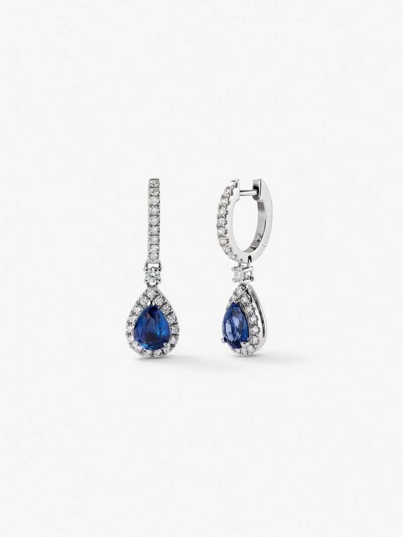 18K white gold pending with Royal Blue Sapphires in 2.15 cts and white diamonds in bright 0.44 cts diamonds image number 0