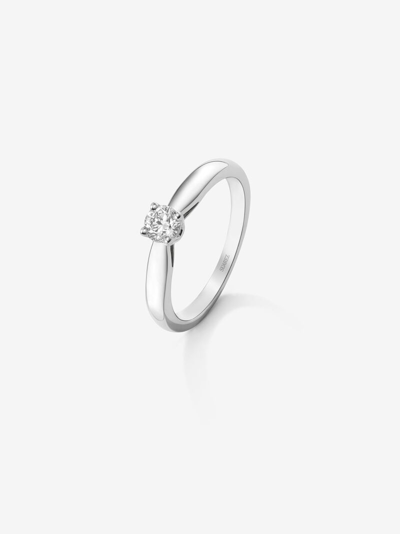 18K white gold solitaire ring with 0.3 ct brilliant cut diamond image number 0