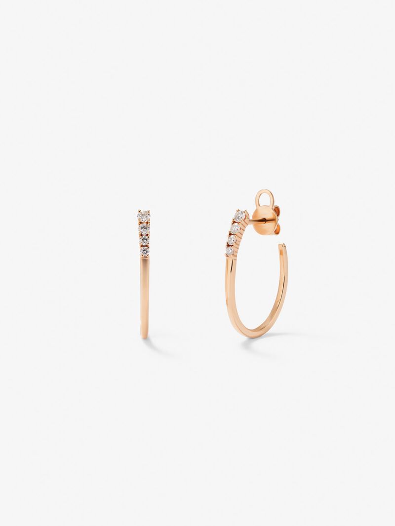 18K rose gold hoop earrings with 8 brilliant-cut diamonds with a total of 0.26 cts image number 0