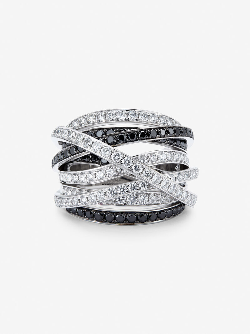 18K white gold multi-arm ring with 111 brilliant-cut white diamonds with a total of 2.67 cts and 74 brilliant-cut black diamonds with a total of 1.15 cts image number 2