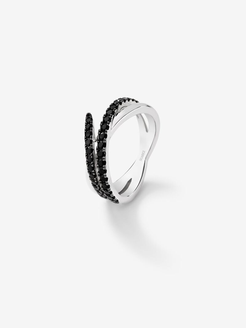 925 silver multi-arm ring with 32 brilliant-cut black spinels image number 0