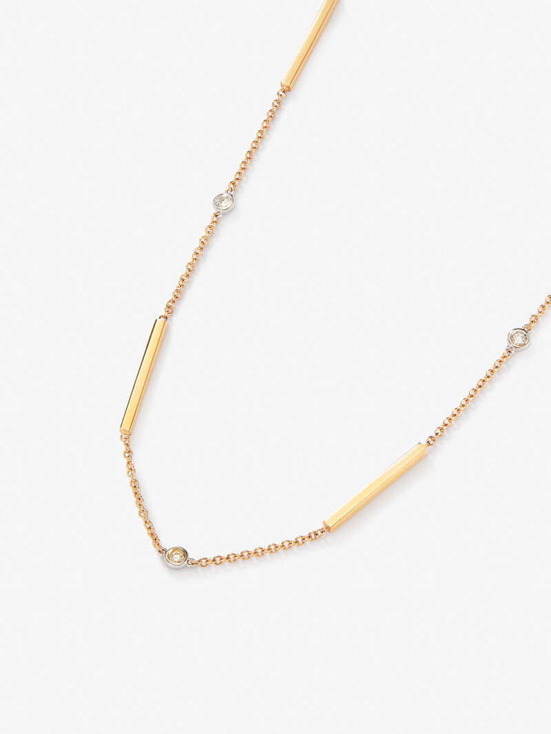 Gargantilla necklace with 18k rose gold bars and diamonds image number 2