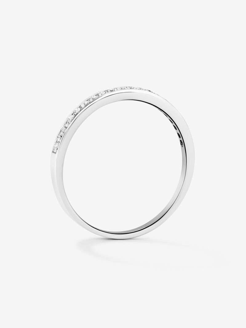 Half alliance engagement ring in 18K white gold with diamonds on the band. image number 4