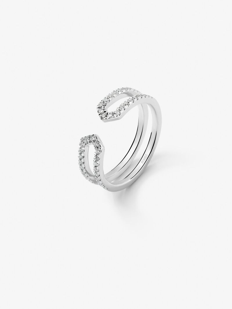 18K white gold ring with 40 brilliant-cut diamonds with a total of 0.32 cts image number 0