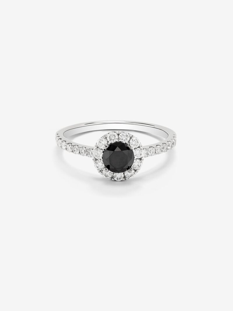 18K gold orla ring with black diamond and white diamond image number 2
