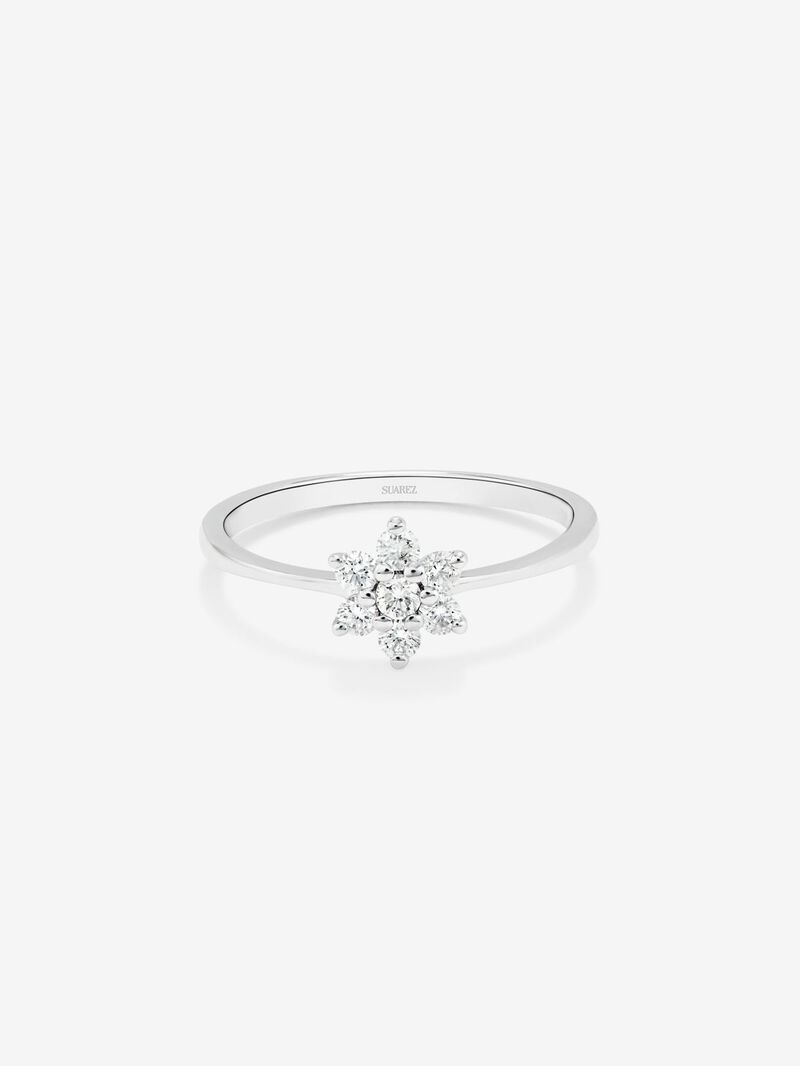 18K white gold ring with diamonds in bright 0.24 CTS star -shaped image number 2