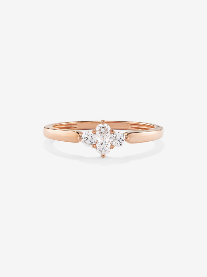 18K rose gold ring with 4 brilliant-cut diamonds with a total of 0.25 cts image number 2