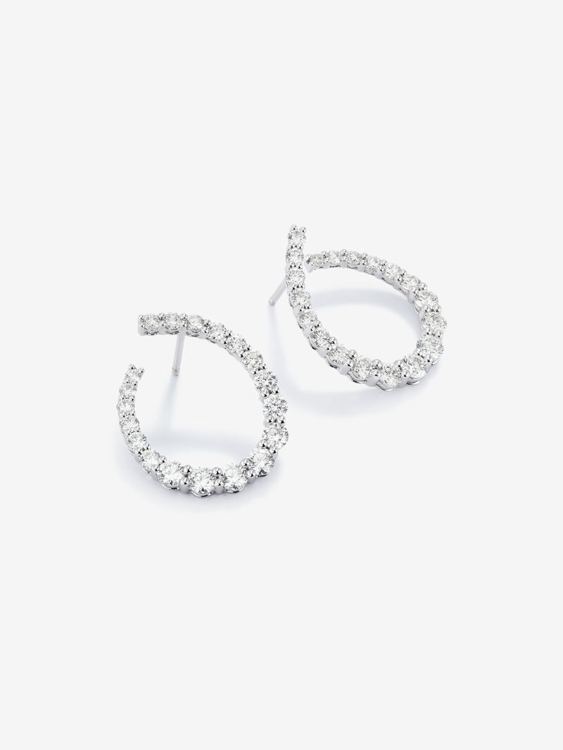 18K White Gold Open Aro Earrings with Bright Size 3.1 CTS image number 2