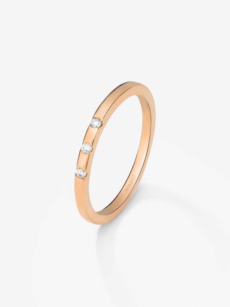 18K rose gold ring with 3 brilliant-cut diamonds with a total of 1.4 cts image number 0