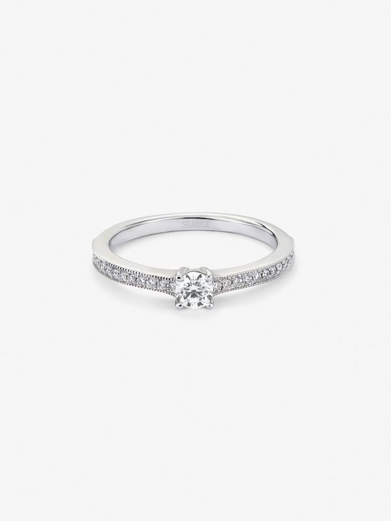 18K white gold solitaire ring with a central brilliant-cut diamond of 0.23 cts and an arm of 29 brilliant-cut diamonds with a total of 0.12 cts image number 2