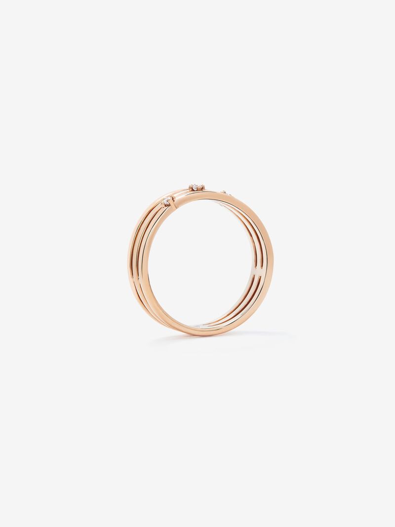 18K Rose Gold Triple Arm Ring with Diamonds image number 4