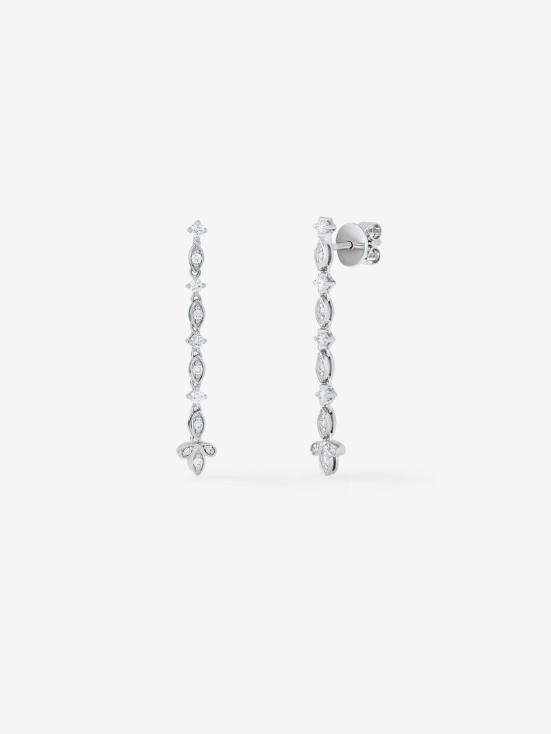 Long-hanging earrings in 18K white gold and diamond image number 0