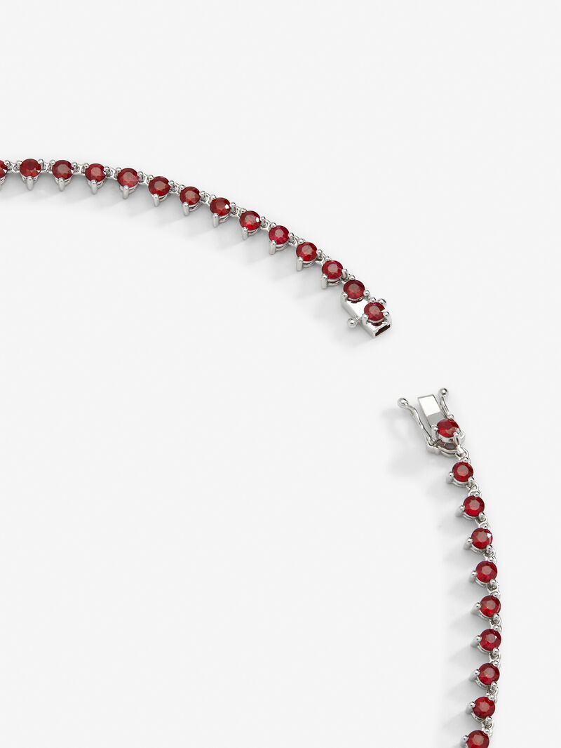 18K white gold necklace with red ruby ​​in bright size and heart of 12.79 cts and diamonds in bright size 1.42 cts image number 4