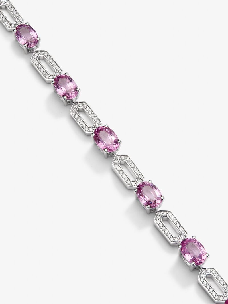 18K white gold bracelet with 10 oval-cut pink sapphires with a total of 11.22 cts and 190 brilliant-cut diamonds with a total of 0.66 cts image number 2