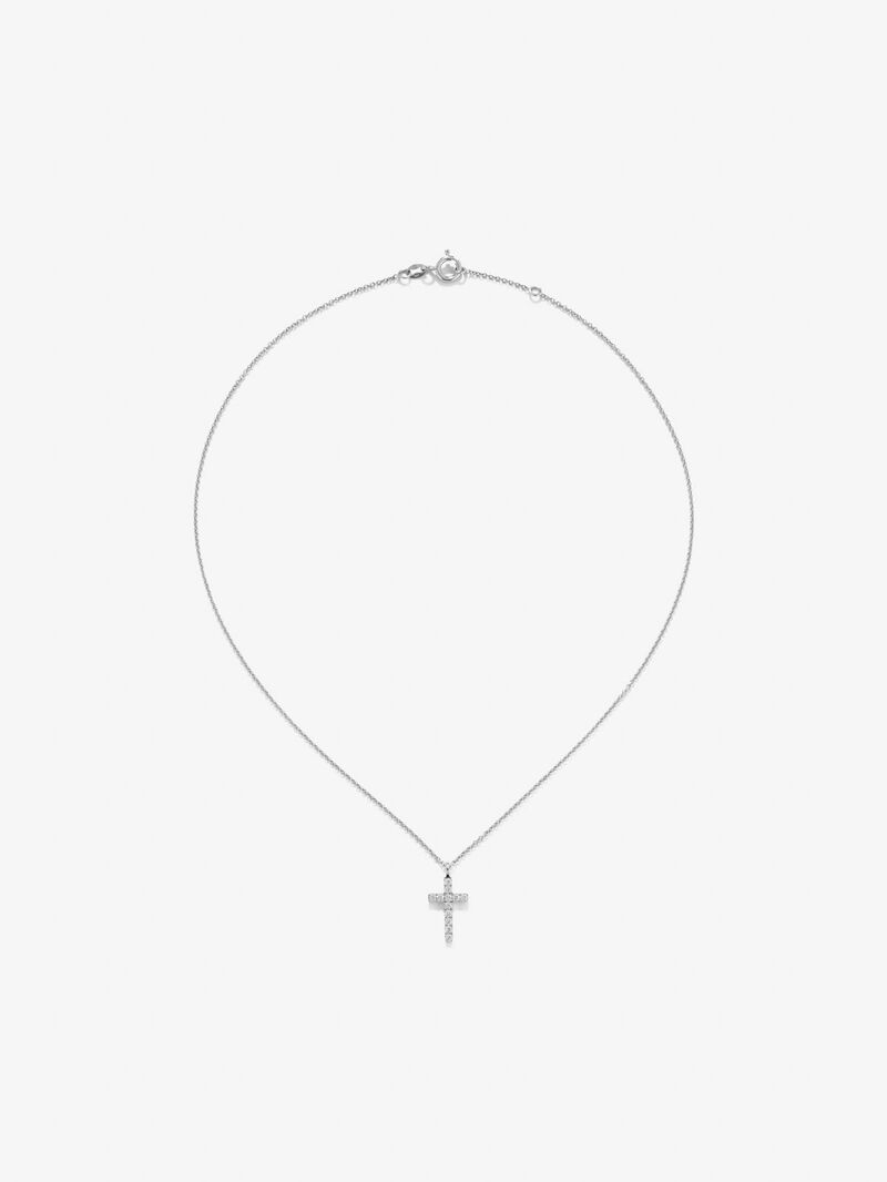 18K white gold pendant with cross of 12 brilliant-cut diamonds with a total of 0.24 cts image number 0