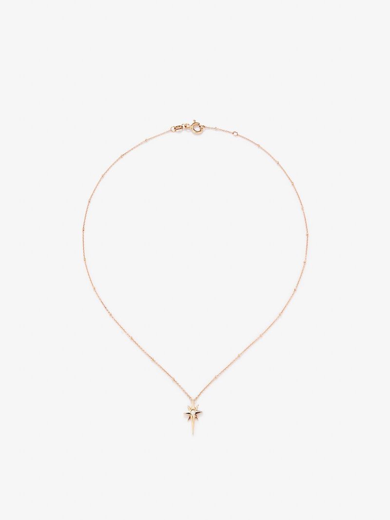 Pendant chain with 18K rose gold star with diamond. image number 0